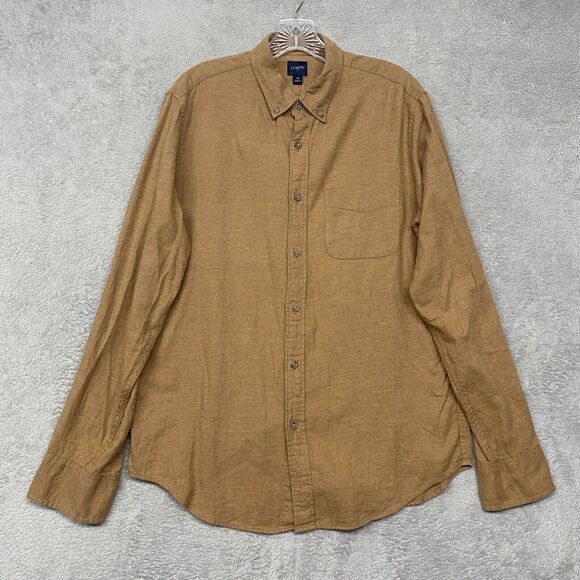 J Crew Shirt Mens Medium Brown Flannel Button Down Long Sleeve Cotton‎ - Picture 1 of 7